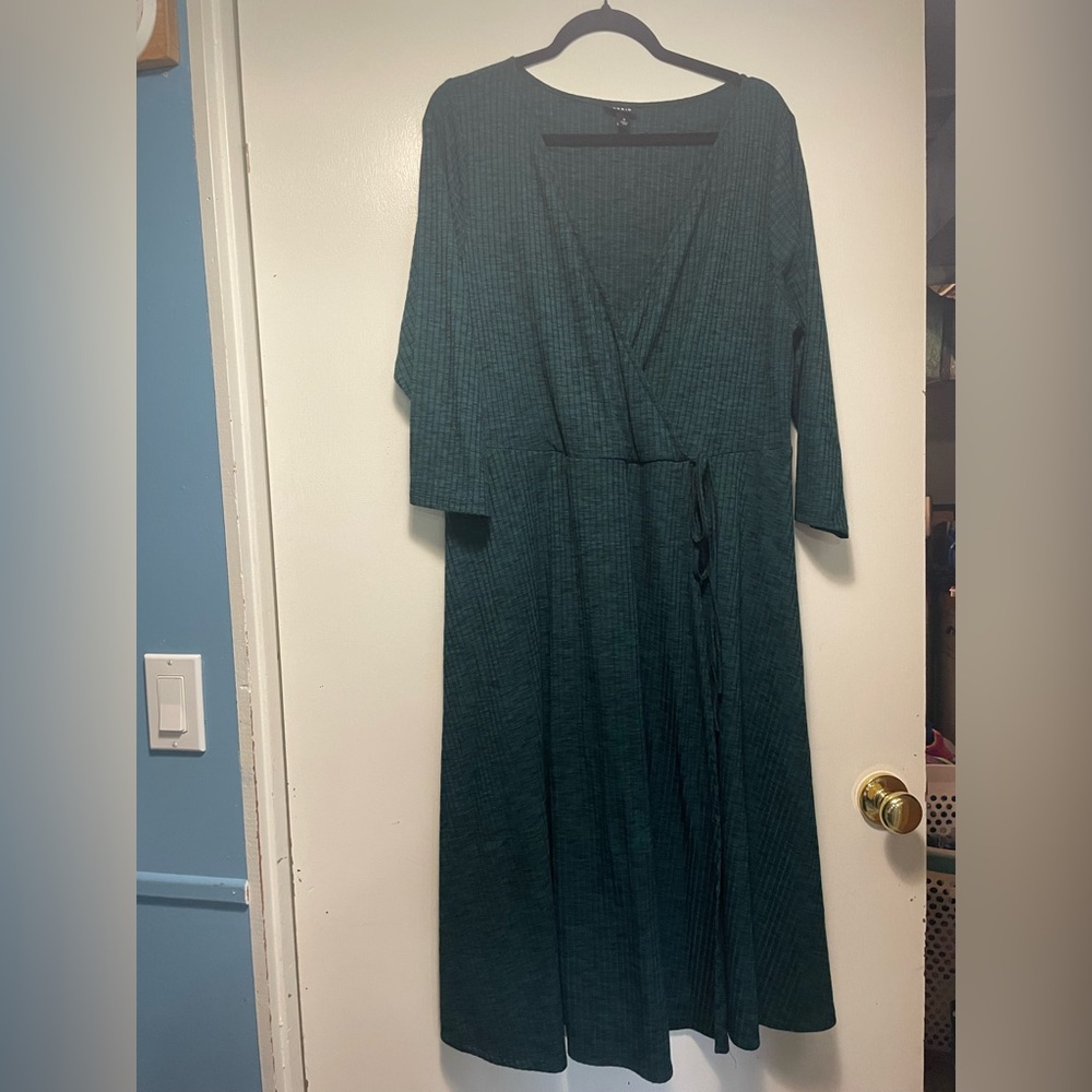 Torrid Dark Green Wrap Style Midi Dress